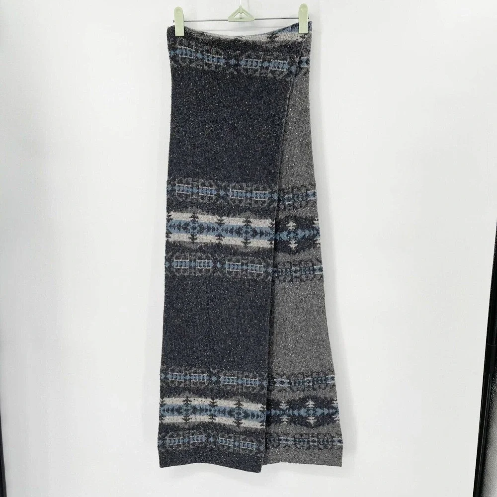 Pendleton Southwest Print Speckled Knit‎ Wrap Scarf O/S Gray Blue Oversized